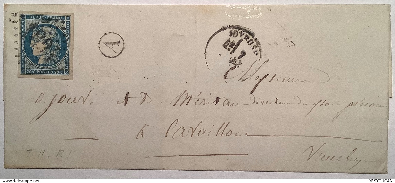 #45A TTB IMPRESSION PLUTÔT FINE Lettre GC1894 JOYEUSE1871 (Ardèche) 20c Bordeaux 1870 Type II Report 1 (France - 1870 Bordeaux Printing