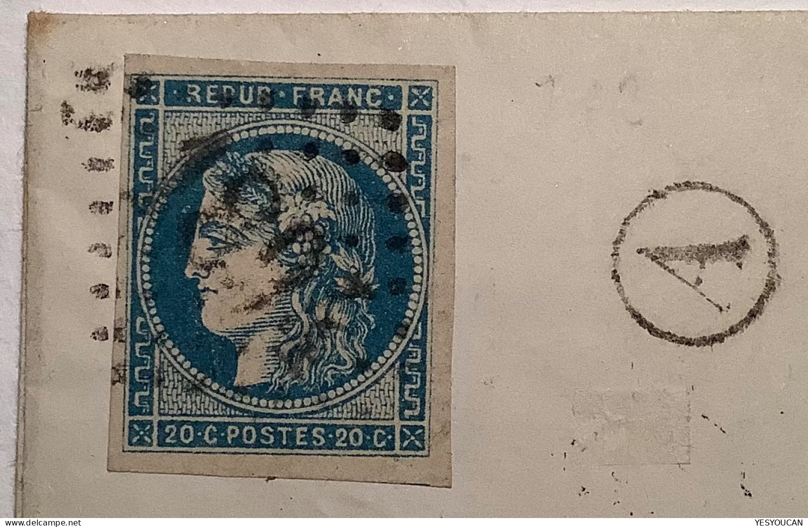 #45A TTB IMPRESSION PLUTÔT FINE Lettre GC1894 JOYEUSE1871 (Ardèche) 20c Bordeaux 1870 Type II Report 1 (France - 1870 Emission De Bordeaux