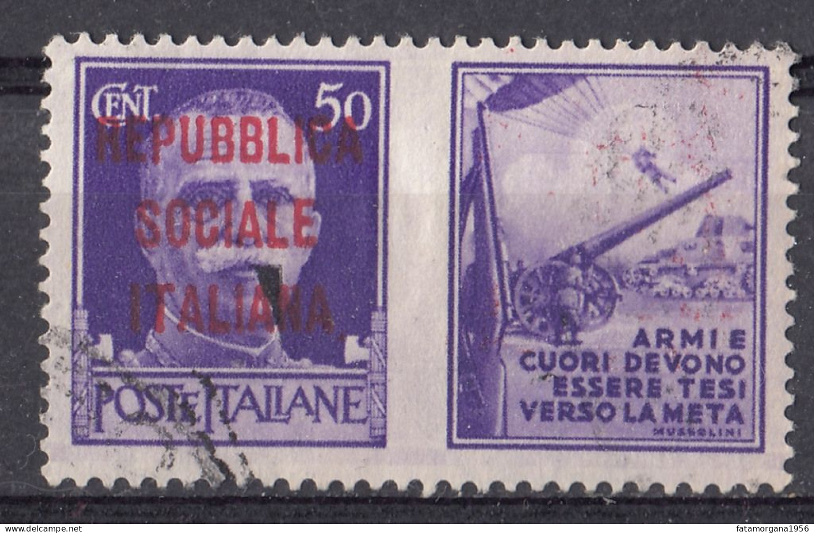 ITALIA, REPUBBLICA SOCIALE - 1944 - Unificato 37 Usato. Propaganda Di Guerra. - Propaganda De Guerra