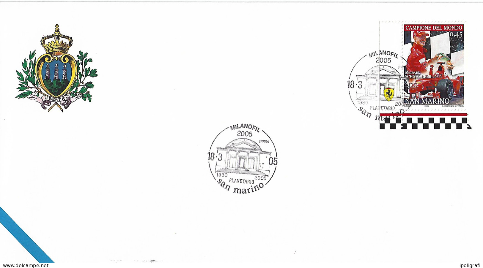 San Marino 2005 Fdc Esp. Filatelica Milanophil, Ferrari, Annullo Speciale, Bella - Briefe U. Dokumente