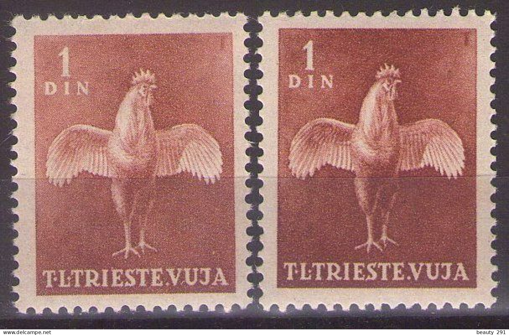 ITALIA - Trieste-Zona B -1951 Mi 47 LIGHT AND DARK  ANIMALS,ANIMALI DOMESTICI - MNH**  VF - Mint/hinged