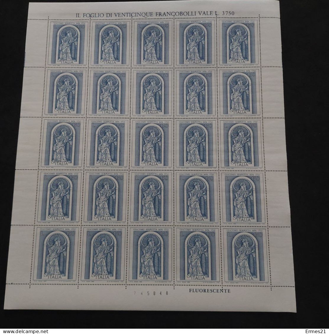 Francobolli 1976. Giacomo Serpotta. 1656-1732. Condizioni Eccellenti. Nuovo. Valore Lire 150×25pz. - Ganze Bögen