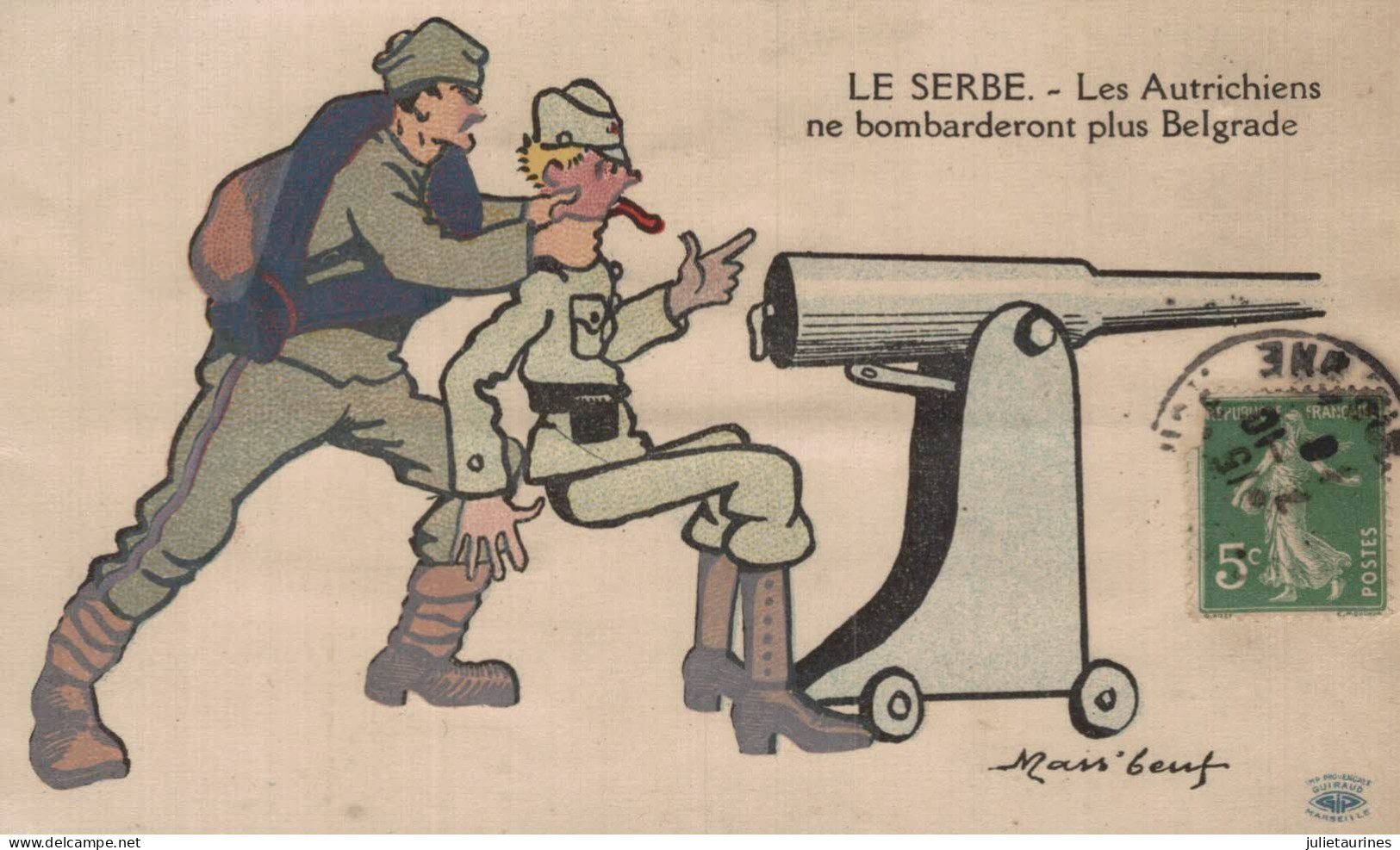 MASS BOEUF ILLUSTRATEUR LE SERBE LES AUTRICHIENS NE BOMBARDERONT PLUS BELGRADE CPA BON ETAT - Mass'Boeuf