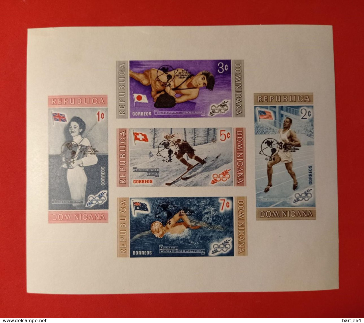 1956 Dominicana - Blok Overprinted Imperforated Postfris - Summer 1956: Melbourne