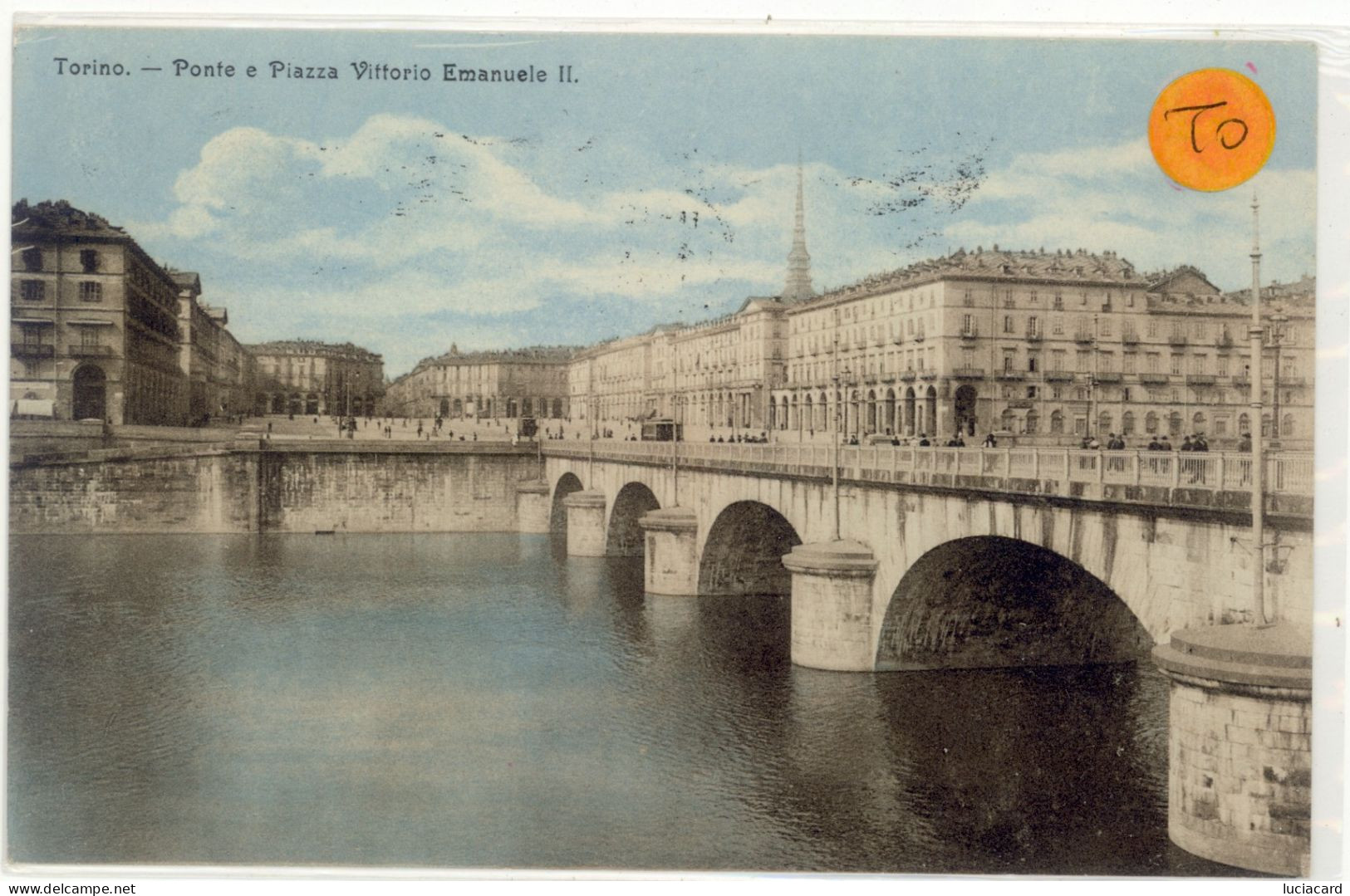 TORINO -PONTE E PIAZZA VITTORIO EMANUELE II -VIAGG.1914 F.P. - Ponts