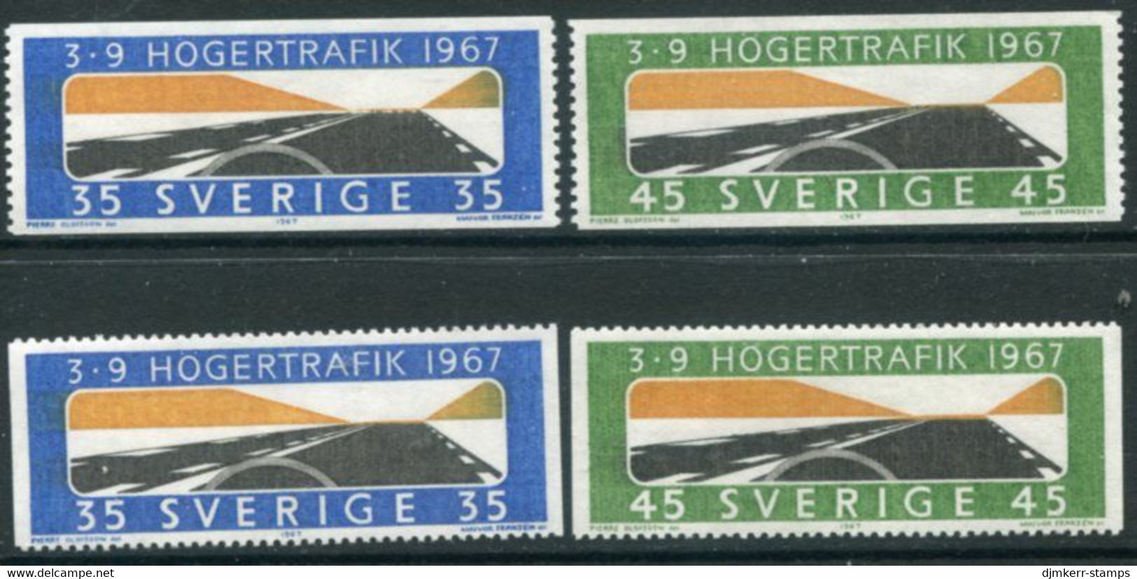 SWEDEN 1967 Change To Right-hand Driving MNH / **.  Michel 588-89A+C - Unused Stamps