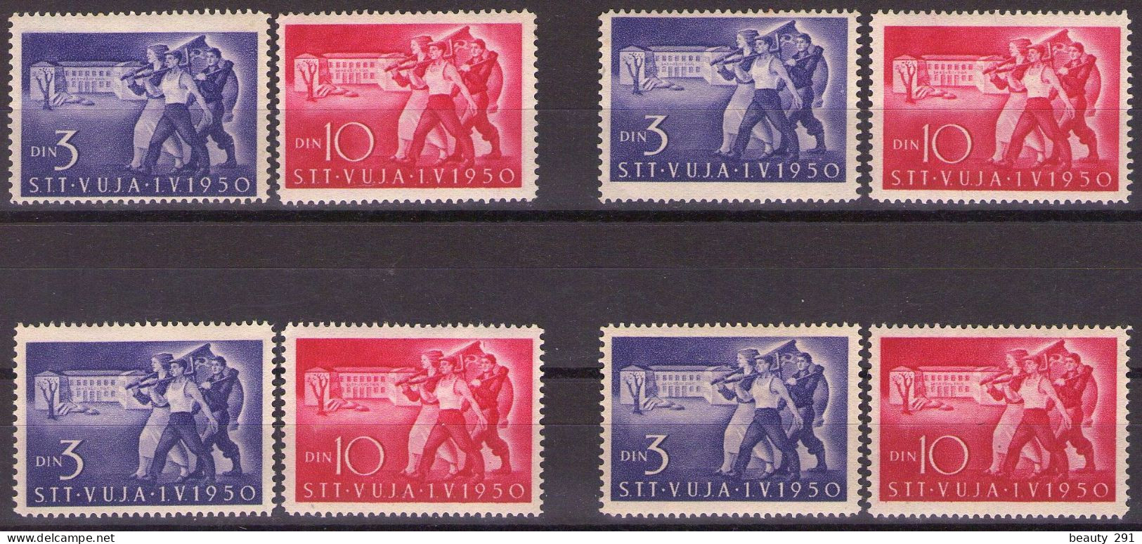 ITALIA - Trieste-Zona B -1950 Mi 44-45 X 4  1.MAGGIO - MNH**  VF - Mint/hinged