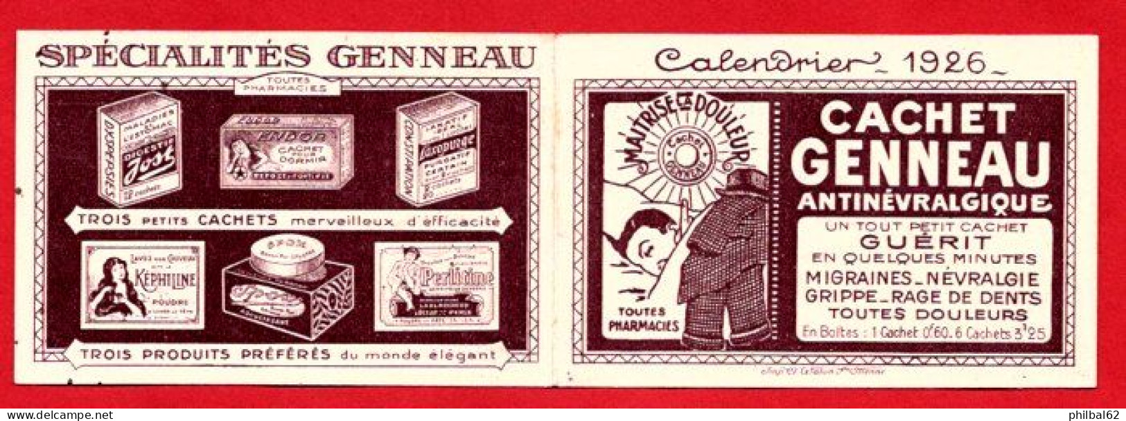 Petit Calendrier Publicitaire, Cachet Genneau. Année 1926. - Petit Format : 1921-40