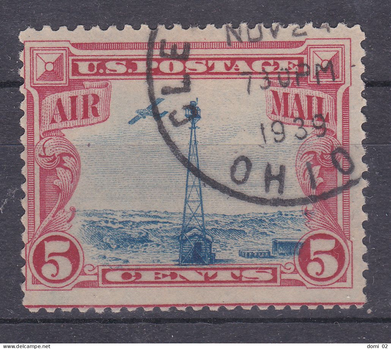 1928 N°11  5 CENTS ROUGE ET BLEU - 1a. 1918-1940 Oblitérés