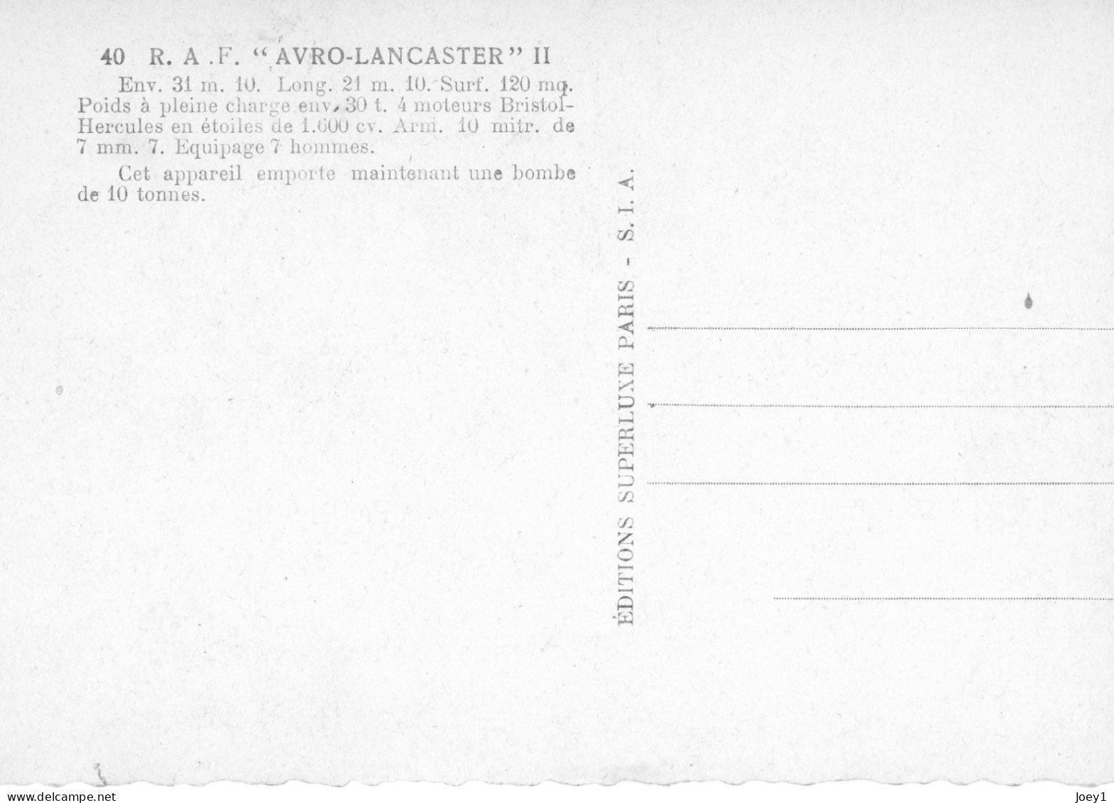 Cpsm RAF Lancaster Avro Lancaster II - 1939-1945: 2a Guerra