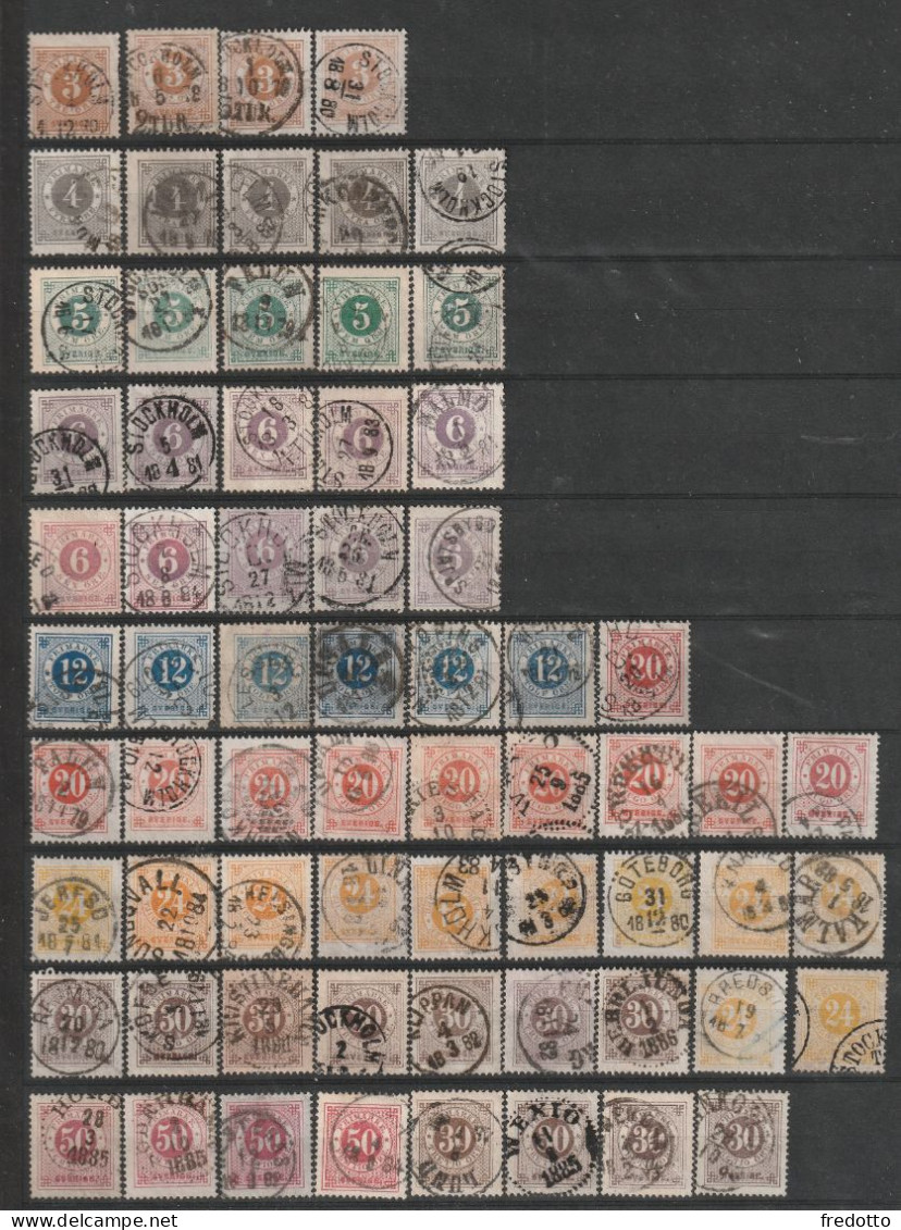 Schweden -1872-77- Ziffernzeichnung Gezähnt 13 Mit Farbabarten Und Top Stempel In Ausgesuchter Qualität,. - Neufs