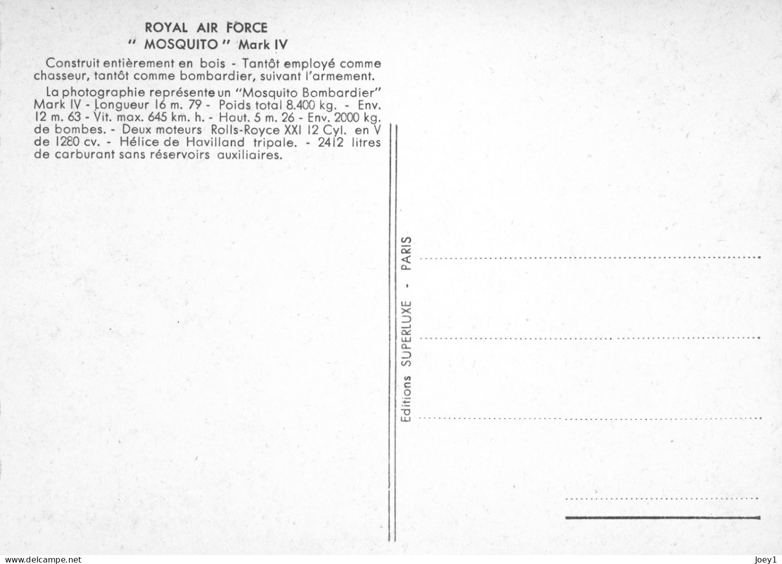 Cpsm Mosquito Mark IV - 1939-1945: 2ème Guerre