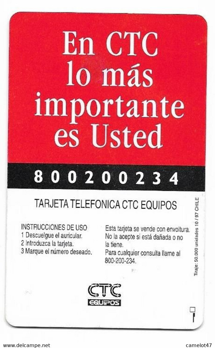 Chile CTC $3.000 Used Chip Phone Card, No Value # Chilectc-5 - Chili