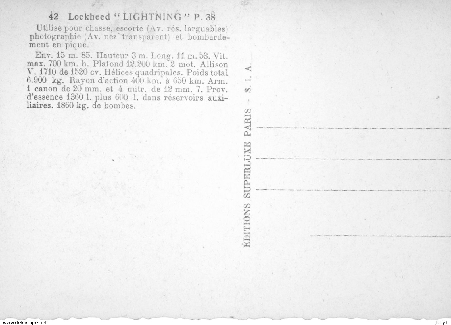 Cpsm Lockheed Lightning P38 - 1939-1945: 2ème Guerre