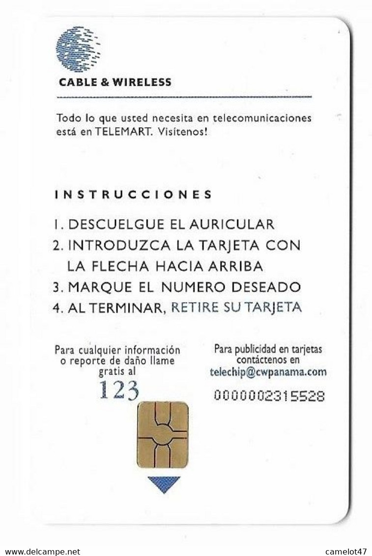 Panamá, Cable & Wireless Used Chip Phonecard, No Value, Collectors Item, # Panama-6 - Panama