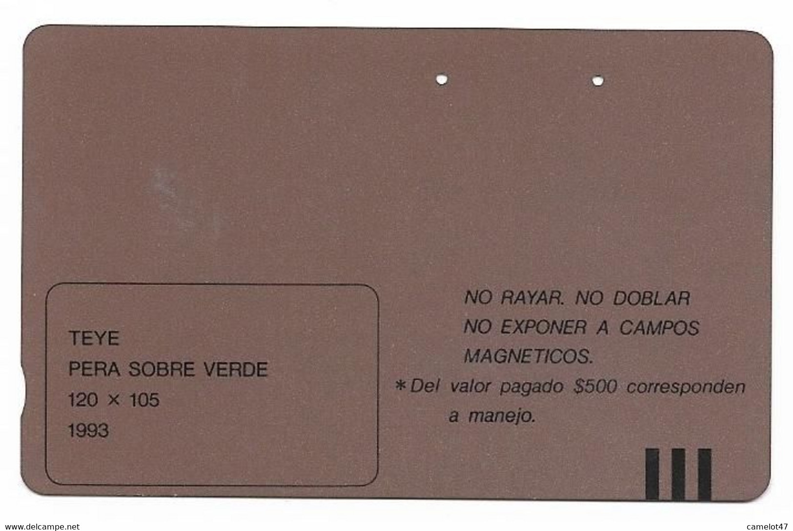 Colombia Tamura Used Phone Card, No Value, Collectors Item. Painting # Colombia-20 - Colombia