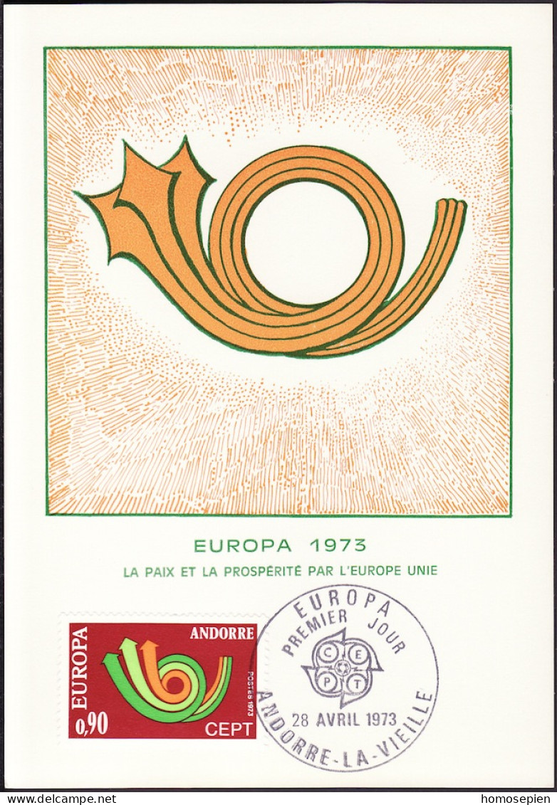 Europa CEPT 1973 Andorre Français - Andorra CM Y&T N°227 - Michel N°MK248 - 90c EUROPA - 1973