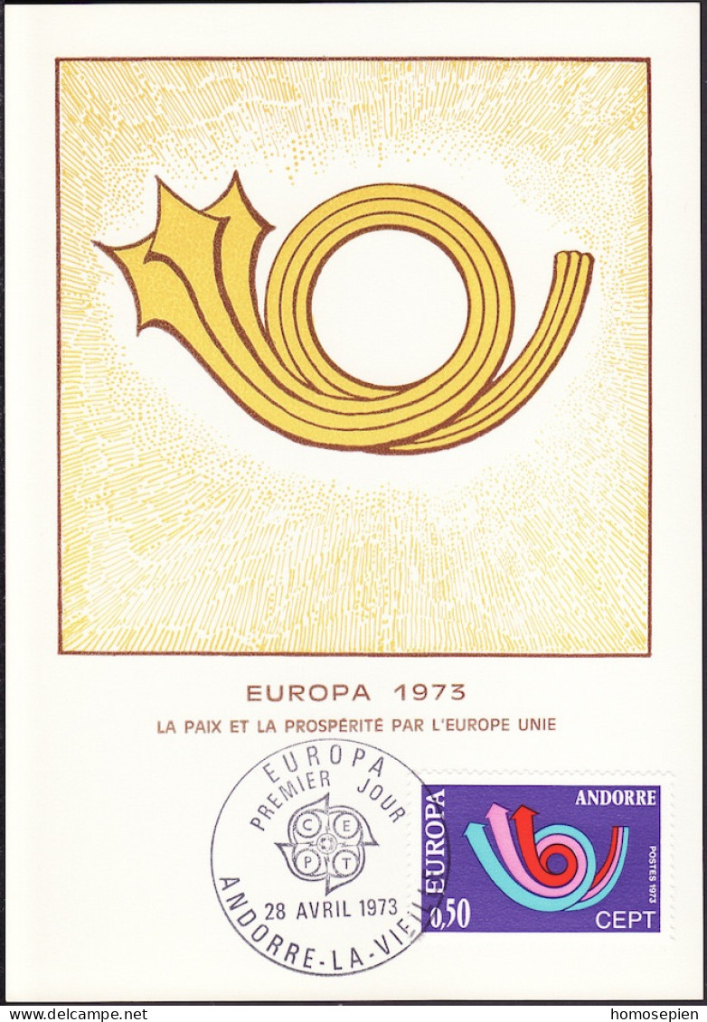 Europa CEPT 1973 Andorre Français - Andorra CM Y&T N°226 - Michel N°MK247 - 50c EUROPA - 1973