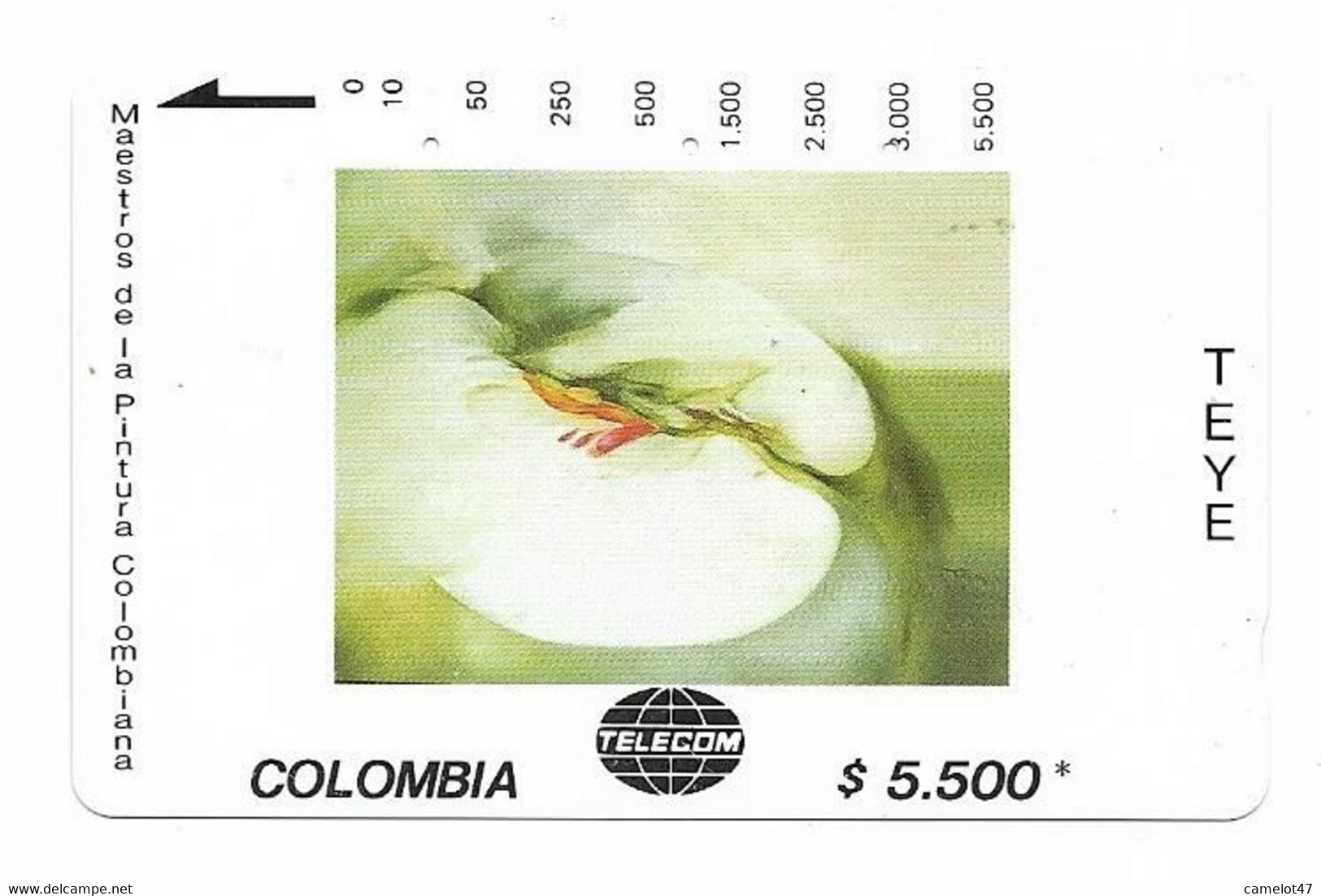 Colombia Tamura Used Phone Card, No Value, Collectors Item. Painting # Colombia-19 - Colombia