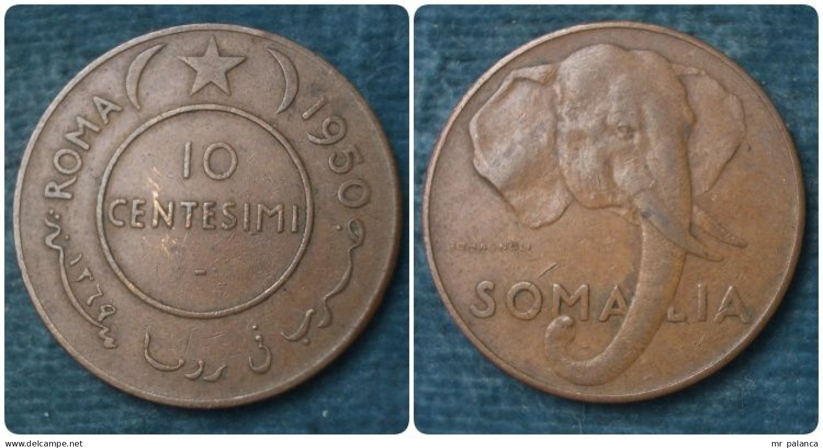 M_p> Repubblica AFIS Amministrazione Fiduciaria Della Somalia 10 Centesimi 1950 In Rame - Somalia