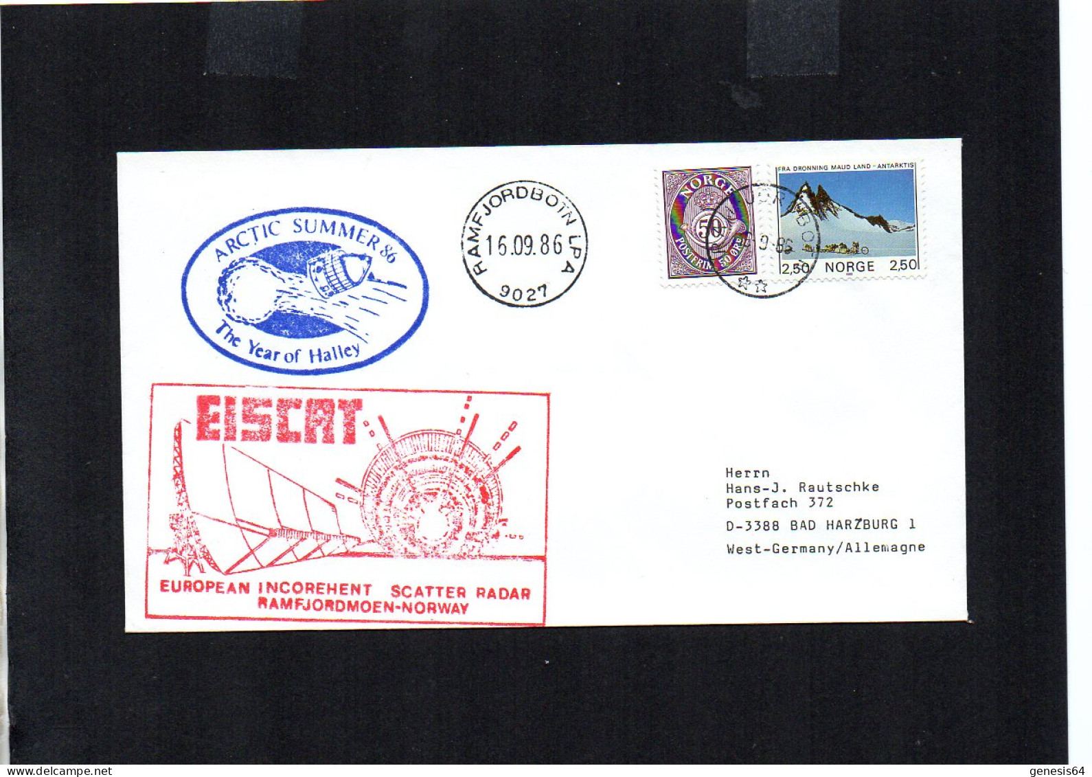 Norge Cover 1986. Polar Philately - Artic Summer. Radar. - (1ATK126) - Scientific Stations & Arctic Drifting Stations