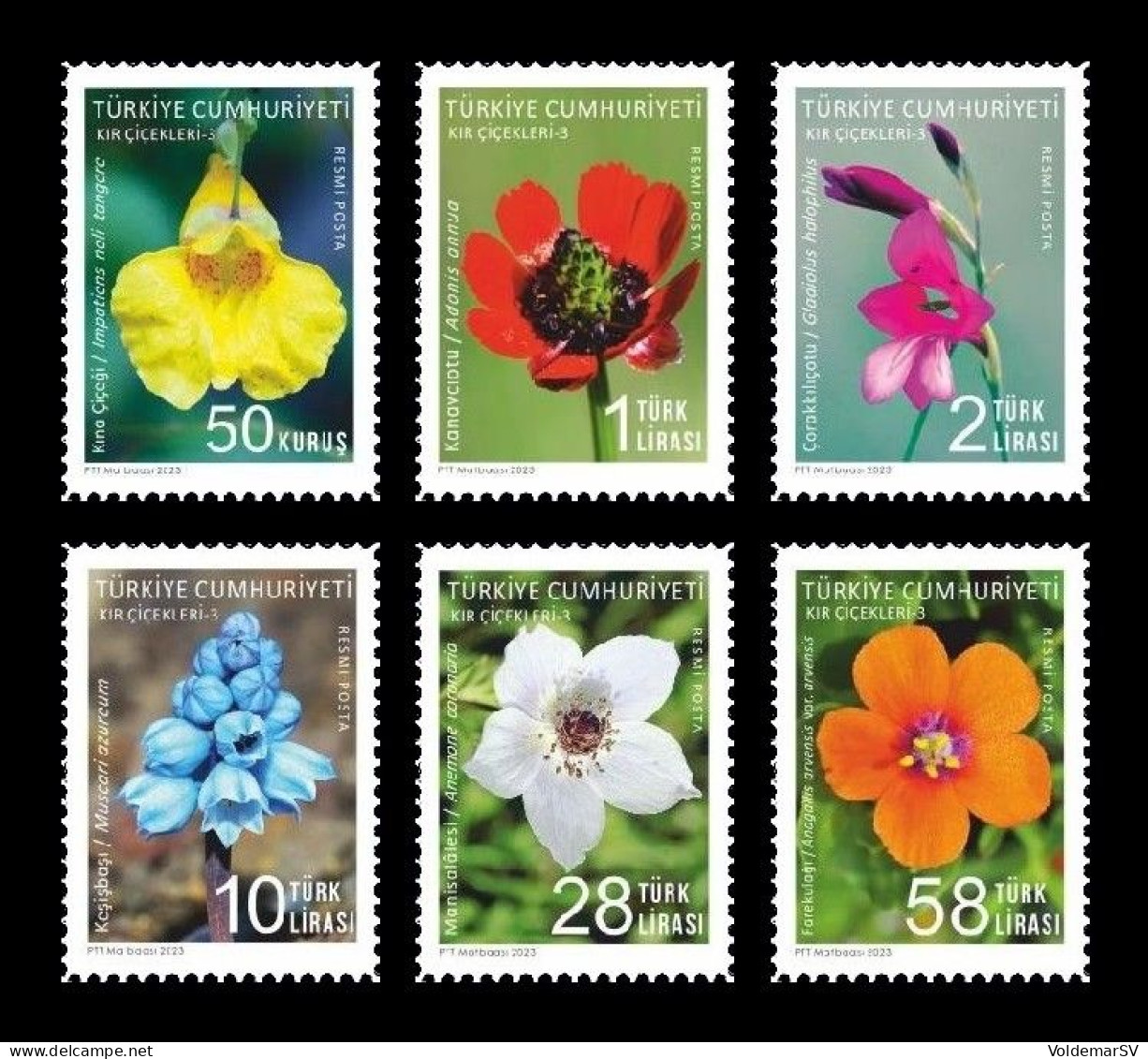 Turkey 2023 Mih. D433/38 Flora. Wild Flowers MNH ** - Dienstmarken