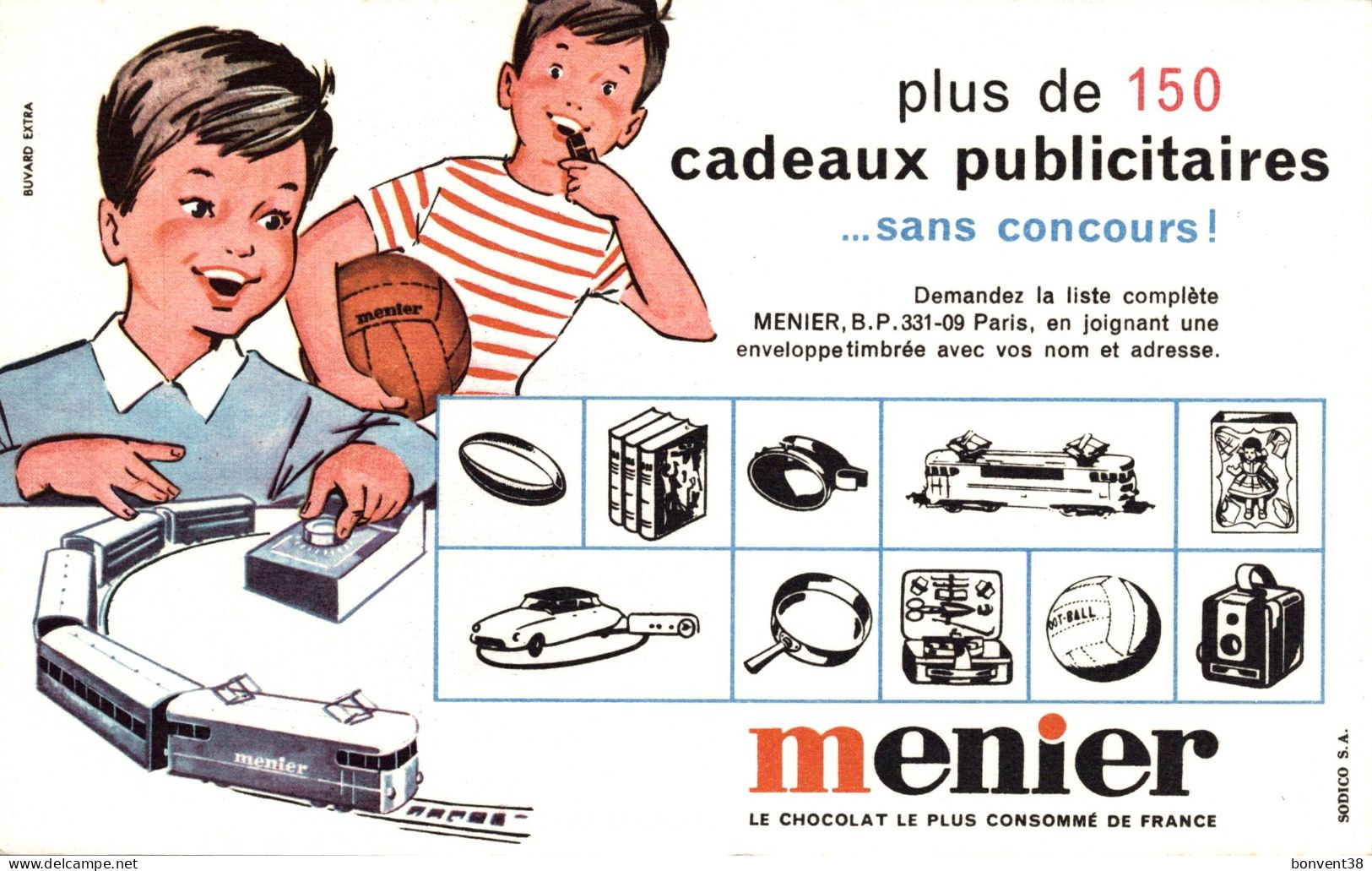 J1709 -  BUVARD - CHOCOLAT MENIER - PARIS - 150 Cadeaux Publicitaires - Ppp - Cacao