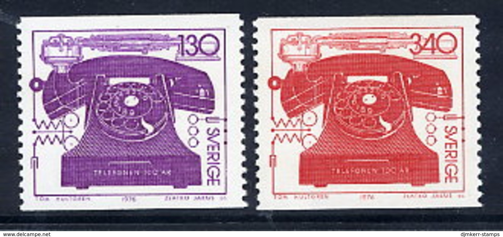 SWEDEN 1976 Telephone Centenary MNH / **.  Michel 939-40 - Unused Stamps