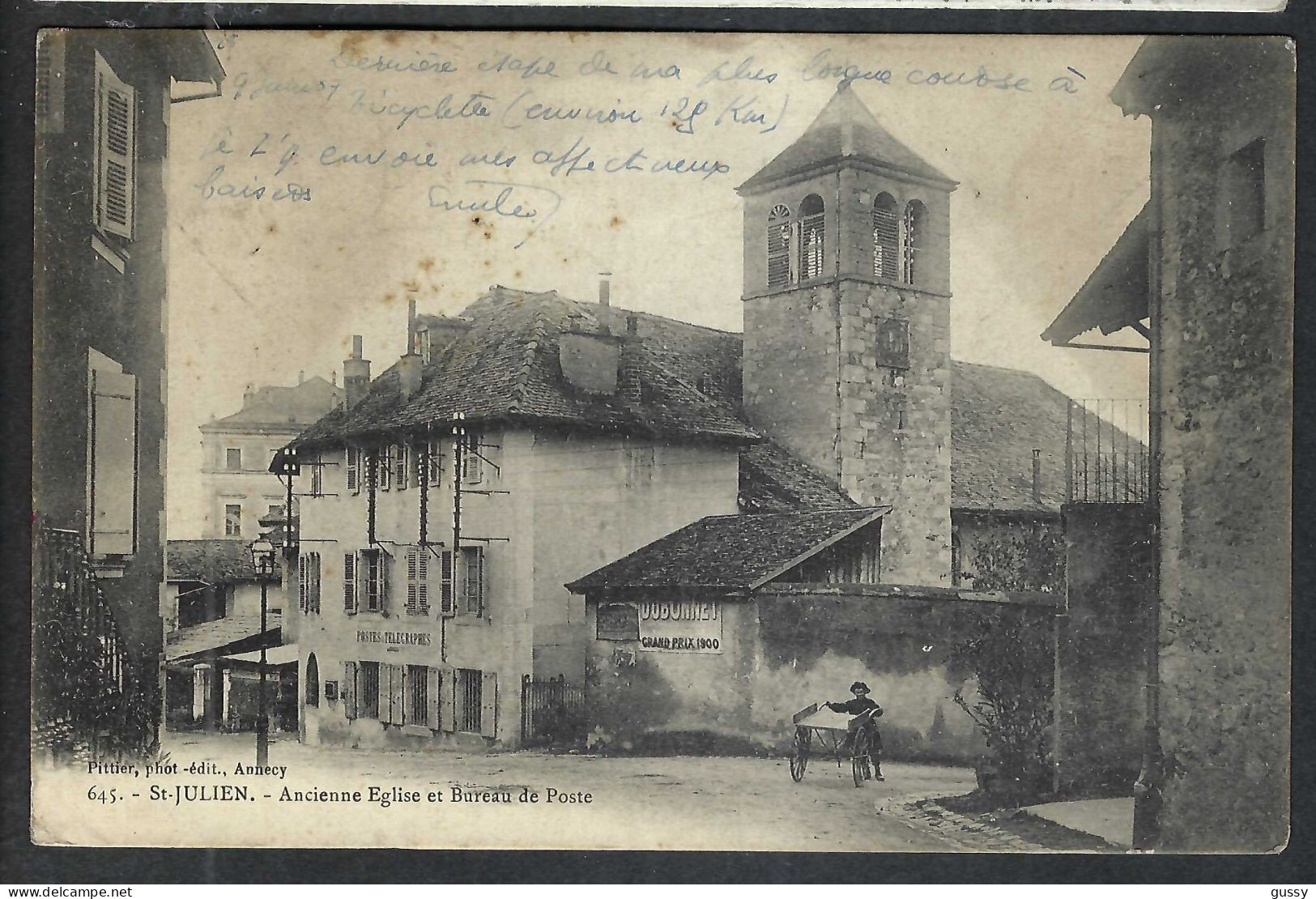 SAINT JULIEN-EN-GENEVOIS Ca.1900: "Ancienne Eglise Et Bureau De Poste"" Pour Rumilly (Hte Savoie) - Saint-Julien-en-Genevois