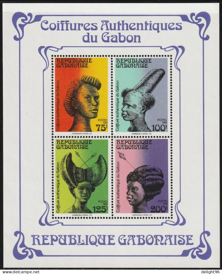 1981 Gabon Traditional Hairstyles Minisheet (** / MNH / UMM) - Autres & Non Classés