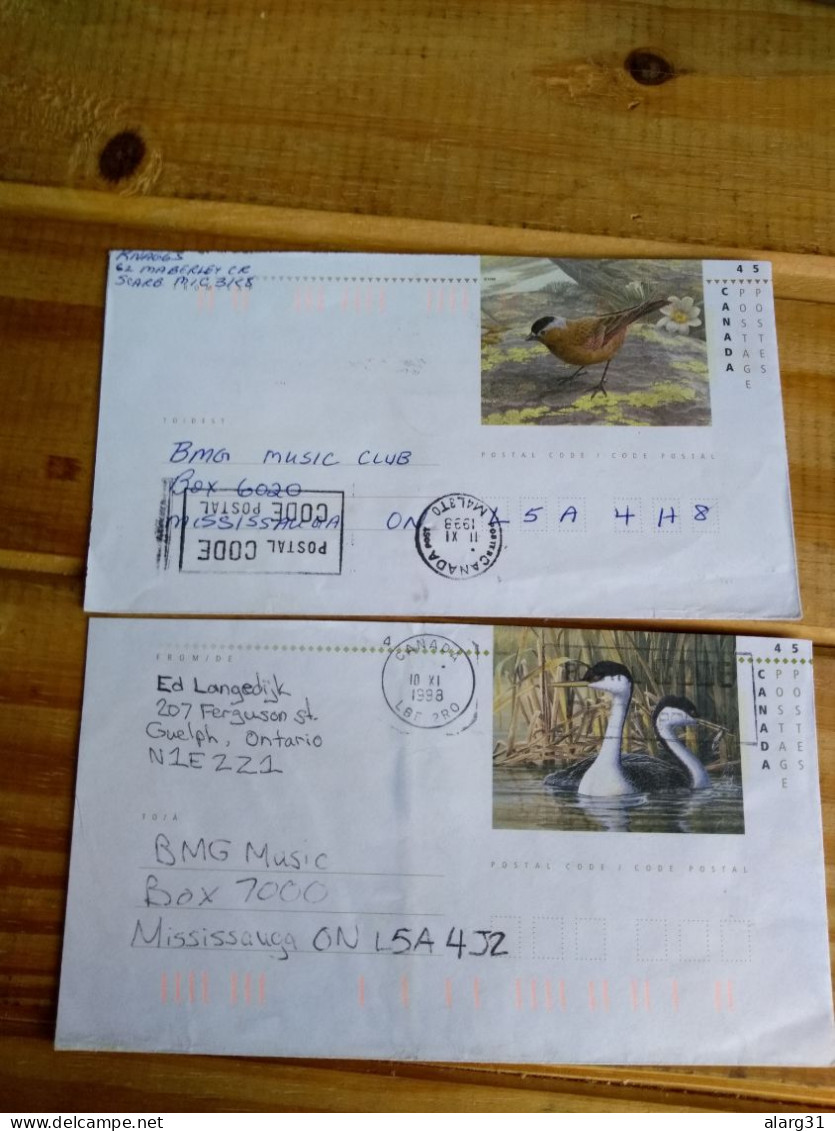 Canadá.postal Stationery Reduces Size.local Use Birds*2.reg Letter E7 Conmems For Pos - Covers & Documents