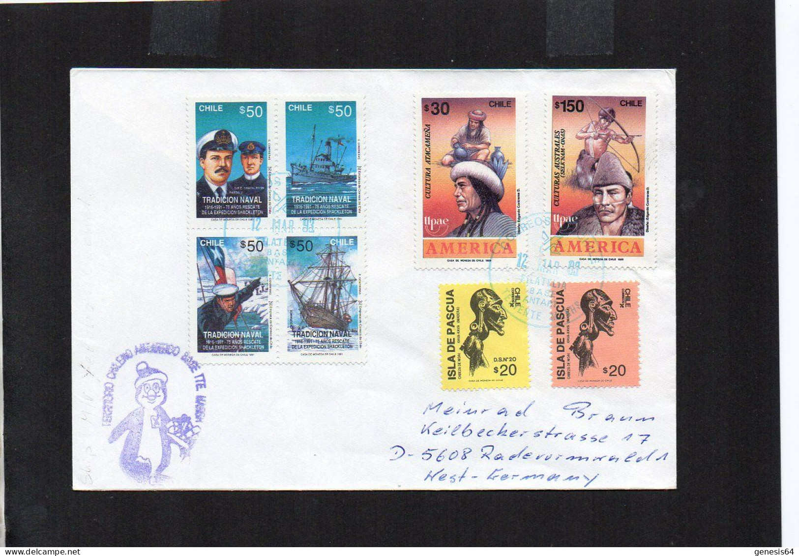 Chile Cover 1993 - Polar Philately (1ATK184) - Otros & Sin Clasificación