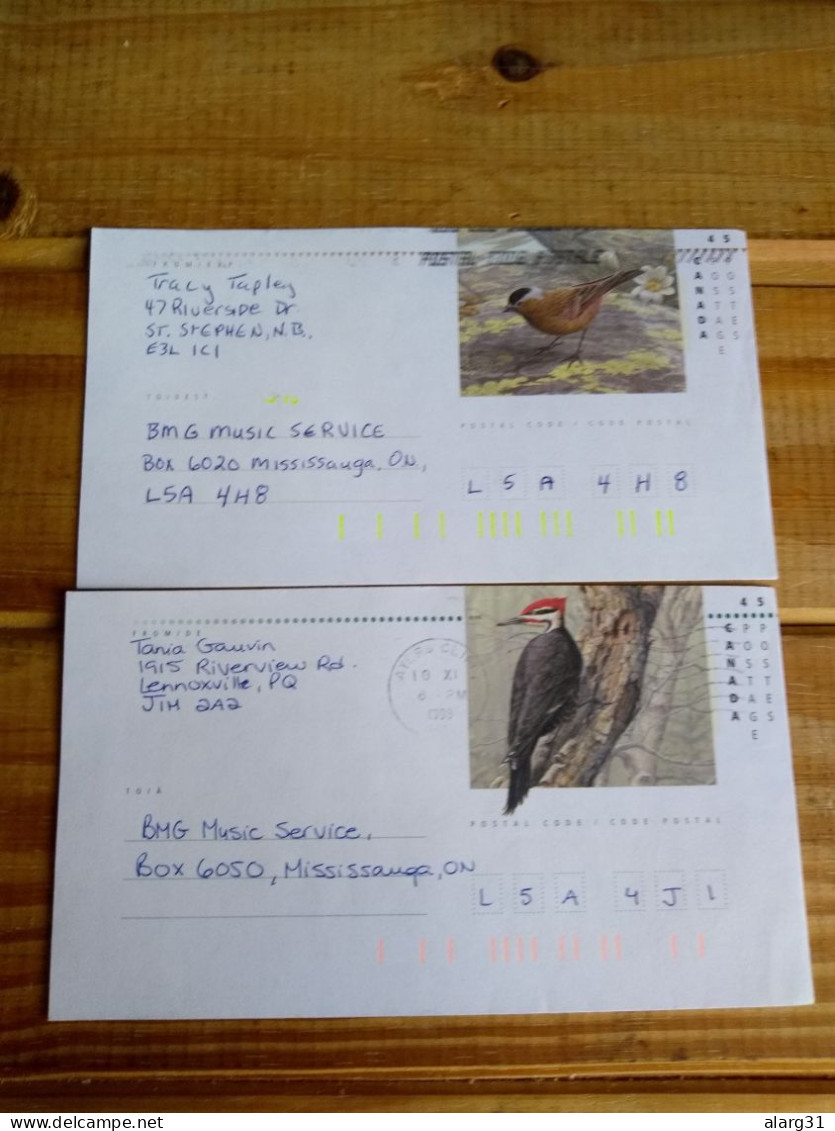 Canadá.postal Stationery Reduced Size.local Use Birds*2.reg Letter E7 Conmems For Postage 1or 2 Pieces - Cartas & Documentos