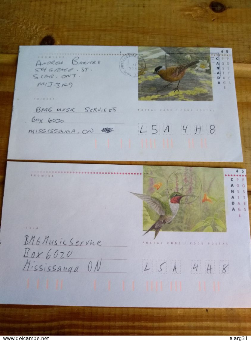 Canadá.postal Stationery Reduced Size.local Use Birds*2.reg Letter E7 Conmems For Postage 1or 2 Pieces - Segler & Kolibris