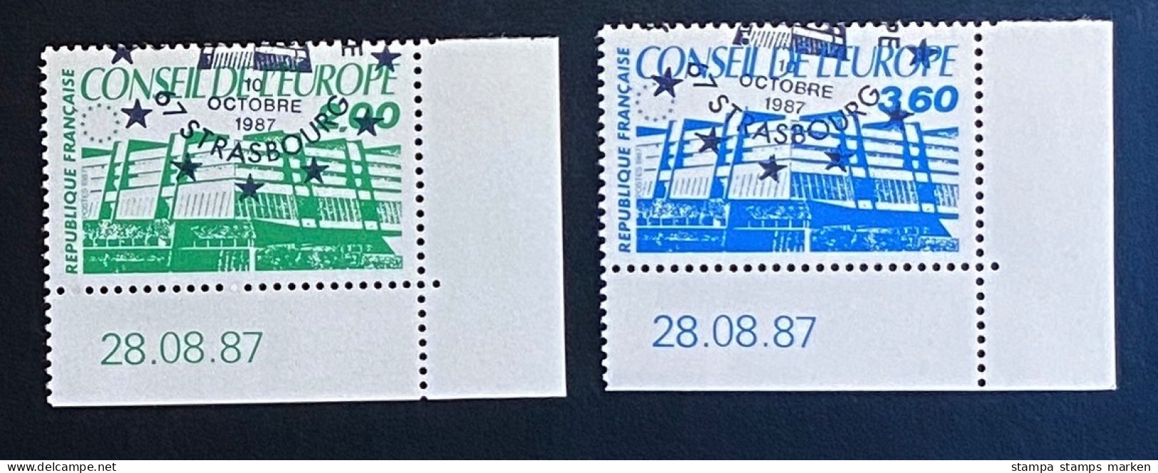 Frankreich 1987 Dienstmarken Europarat Mi. 43 - 44 Gestempelt/o  Bogenecke - Oblitérés