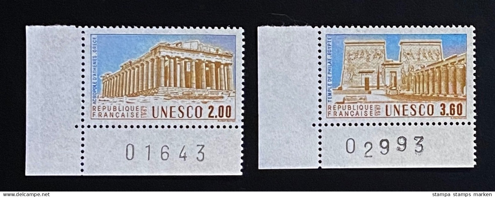 Frankreich 1987 Dienstmarken UNESCO Welterbe Mi. 39 - 40 Postfrisch/** MNH Bogenecke - Used
