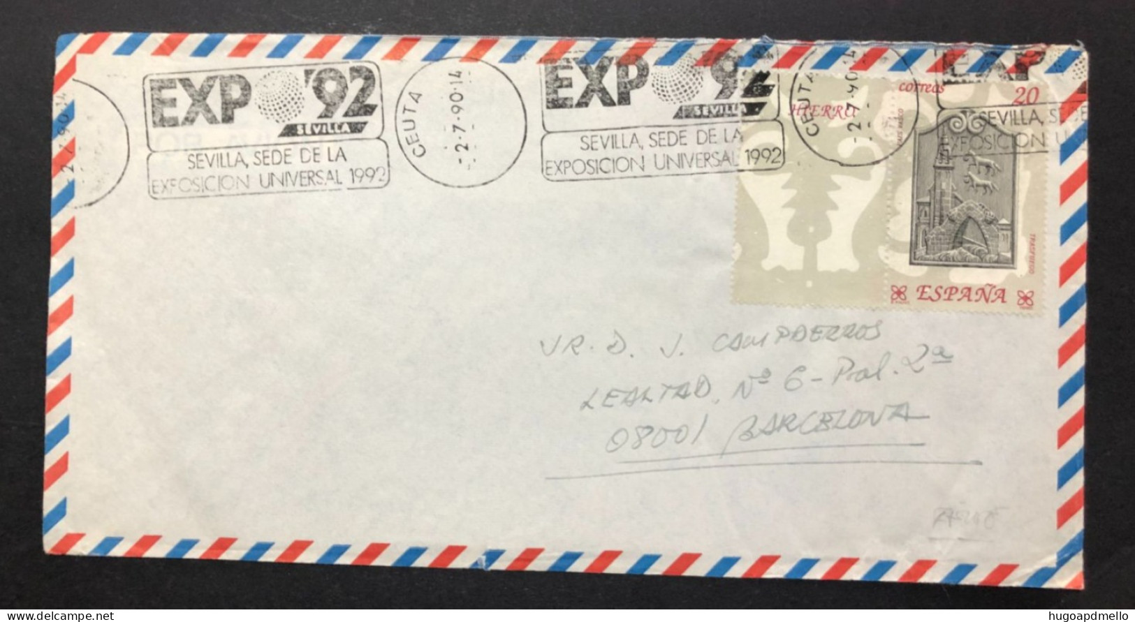 SPAIN, Cover With Special Cancellation « EXPO '92 », « CEUTA Postmark », 1990 - 1992 – Siviglia (Spagna)