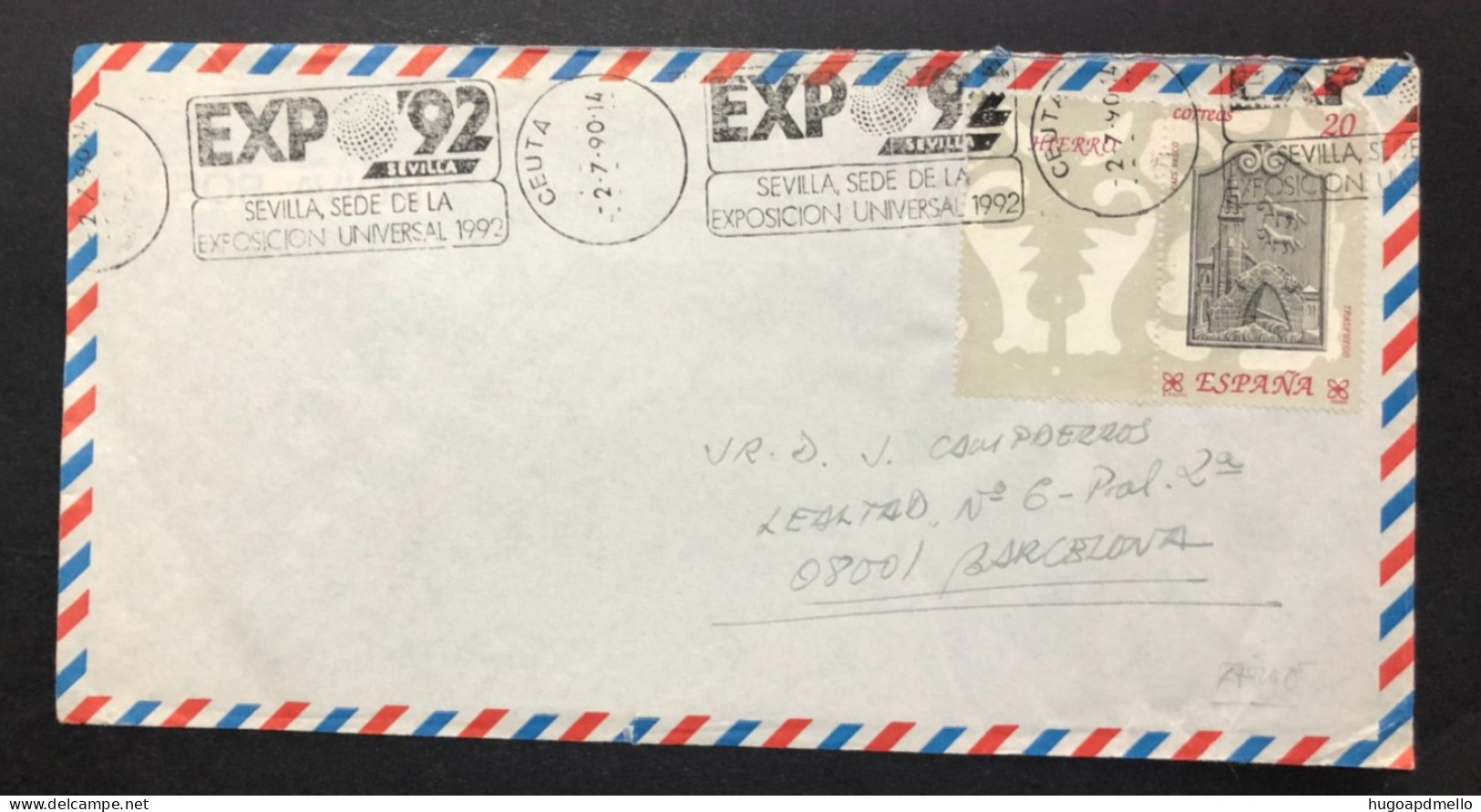 SPAIN, Cover With Special Cancellation « EXPO '92 », « CEUTA Postmark », 1990 - 1992 – Séville (Espagne)
