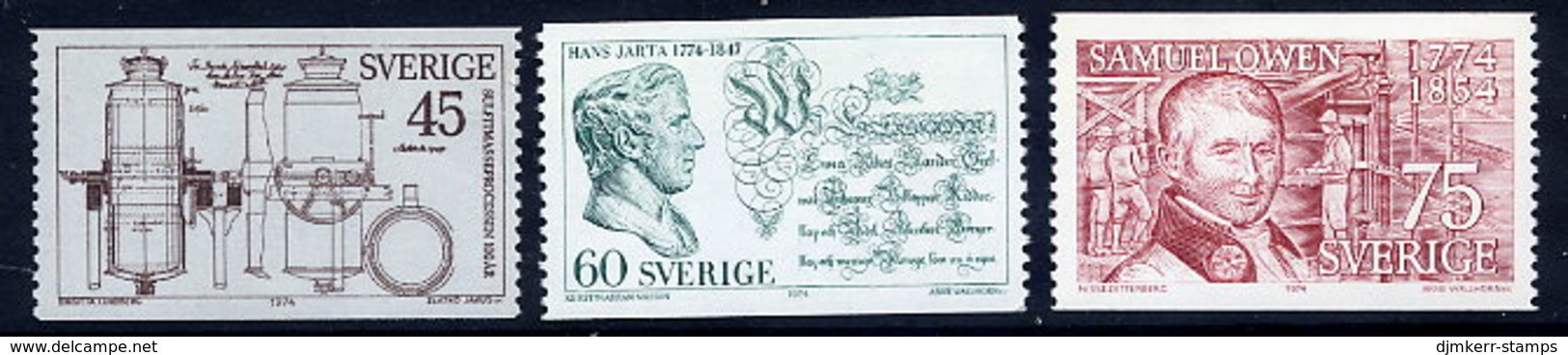 SWEDEN 1974 Anniversaries MNH / **.  Michel 841-43 - Unused Stamps