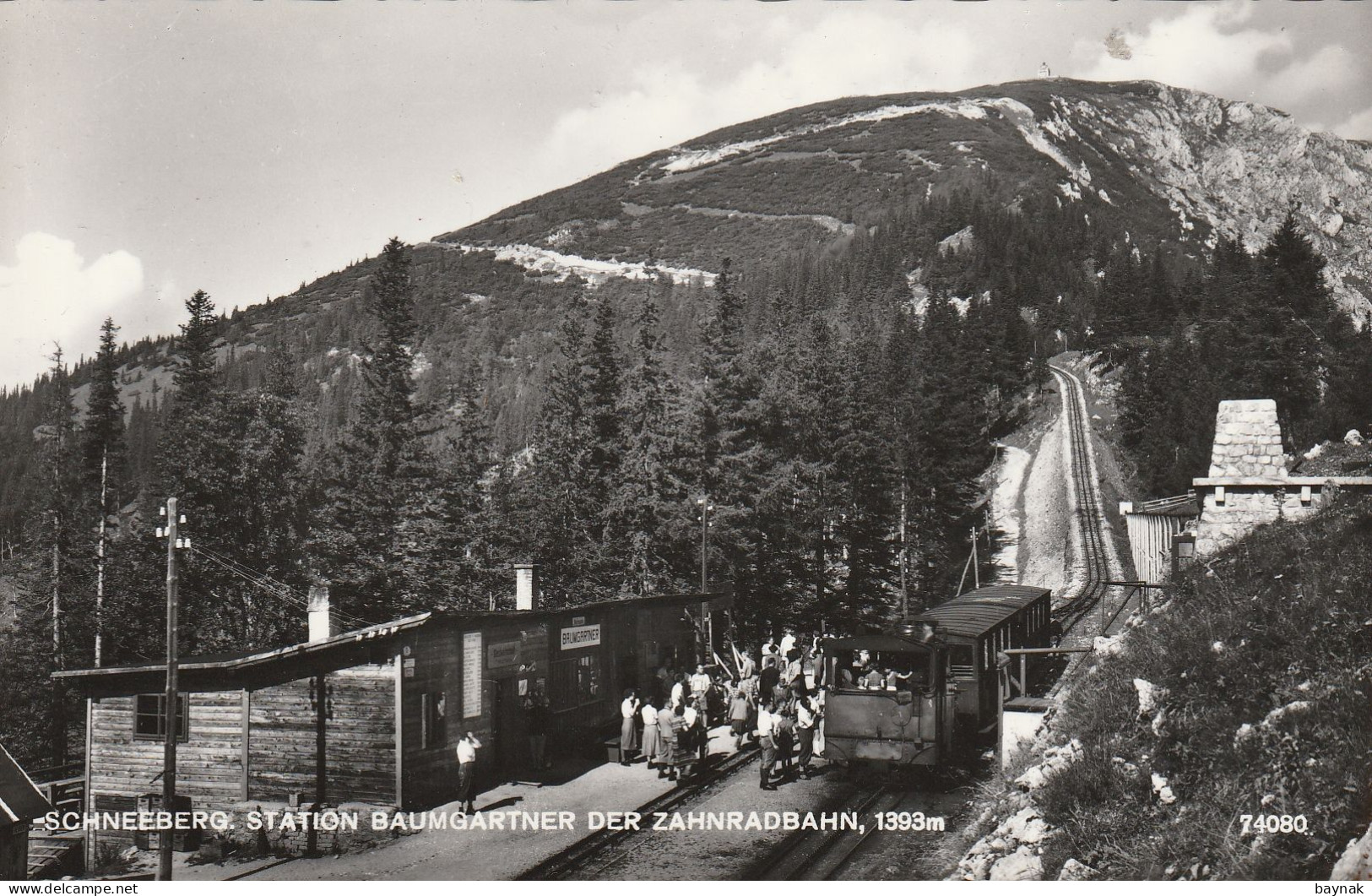 N.O.249  --  SCHNEEBERG. STATION  BAUMGARTNER DER ZAHNRADBAHN, 1393 M  --  ZUG, TRAIN  -  REAL PHOTO PC - Schneeberggebiet