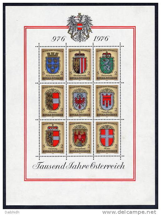 AUSTRIA 1976 Millenary: Coats Of Arms Block MNH / **.  Michel Block 4 - Blocchi & Fogli