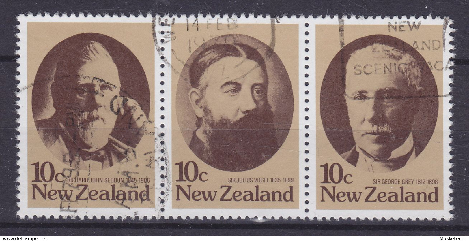 New Zealand 1979 Mi. 764-66 New Zealander Statesmen Neuseeländische Staatsmänner 3-Stripe Dreierstreife - Gebraucht