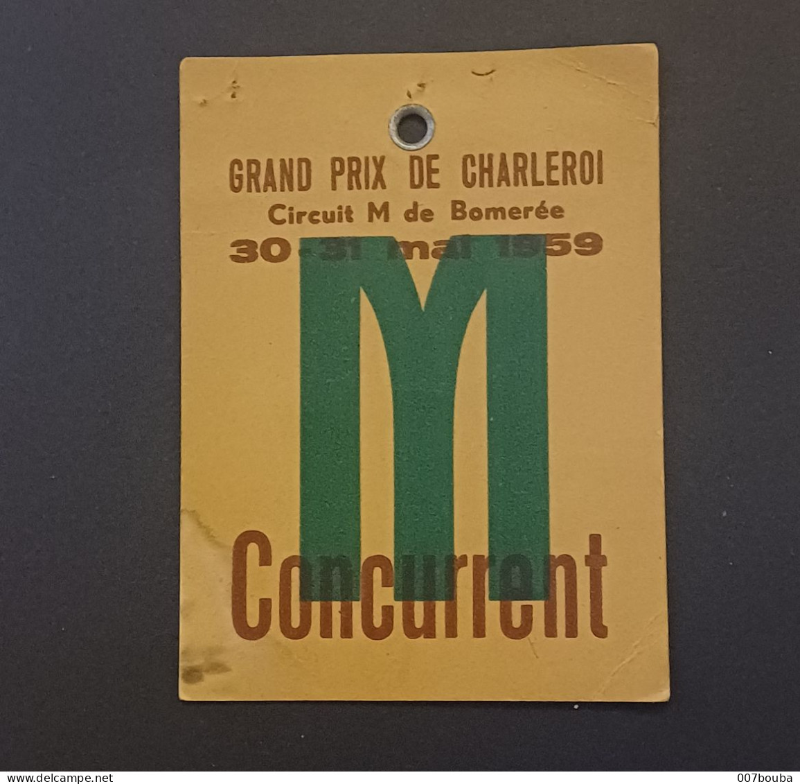 BOMERÉE / GRAND PRIX DE CHARLEROI 1959 / CARTE DE CONCURRENT - Automobilismo - F1