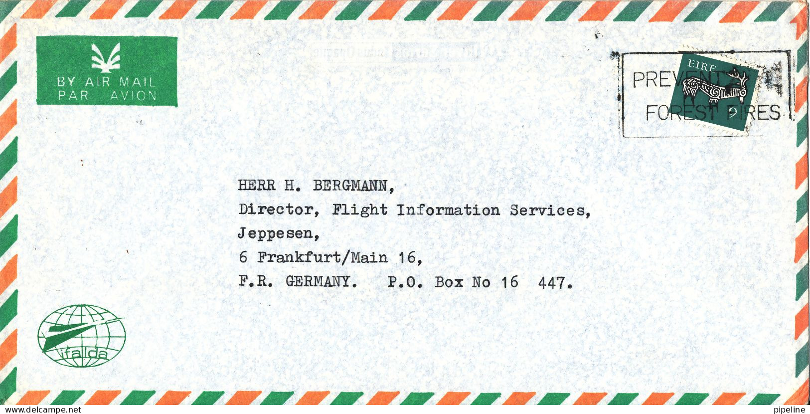 Ireland Air Mail Cover Sent To Germany Single Franked - Luchtpost