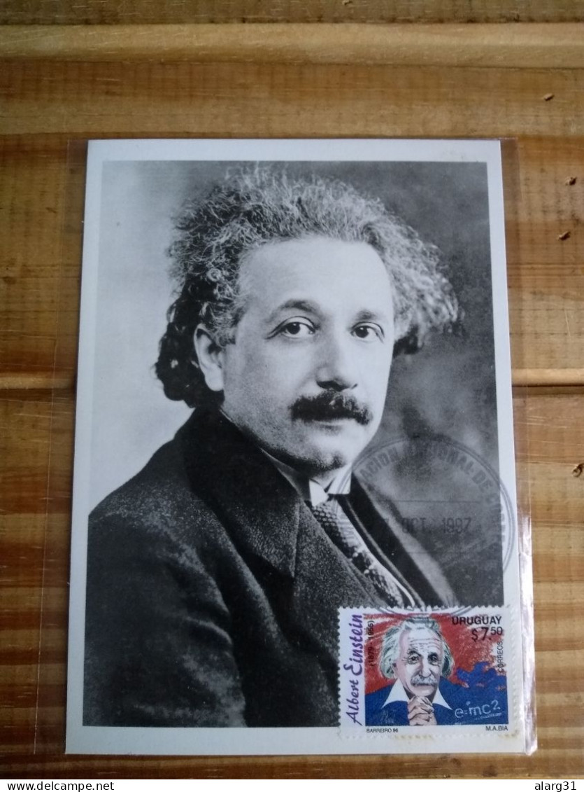 Albert Einstein Uruguay. Maximum Card On Usa Card Po Pmk Day .letter Registered E7 Conmems For The Postage.1 Or 2 Pieces - Albert Einstein