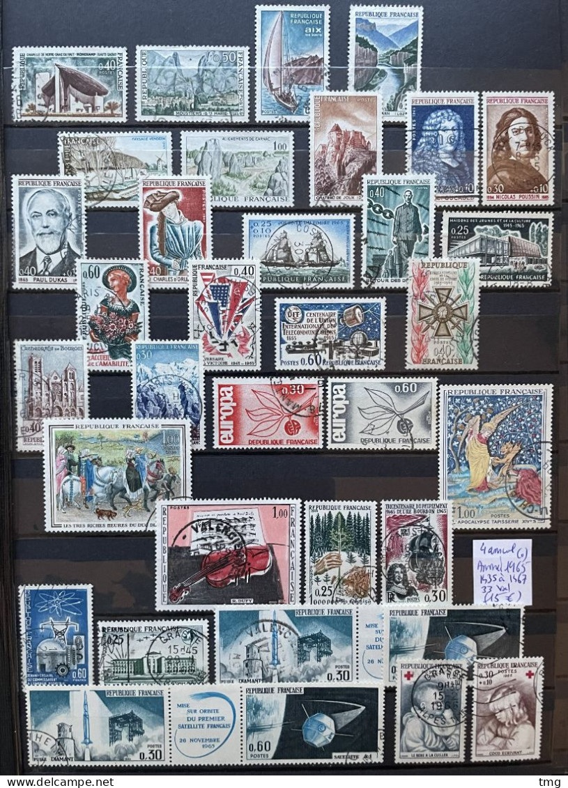 1965 (°) Oblitérés Année Complète 1965 YT 1435 A 1467 33 Timbres (16 Euros) France – 4amscol - 1960-1969