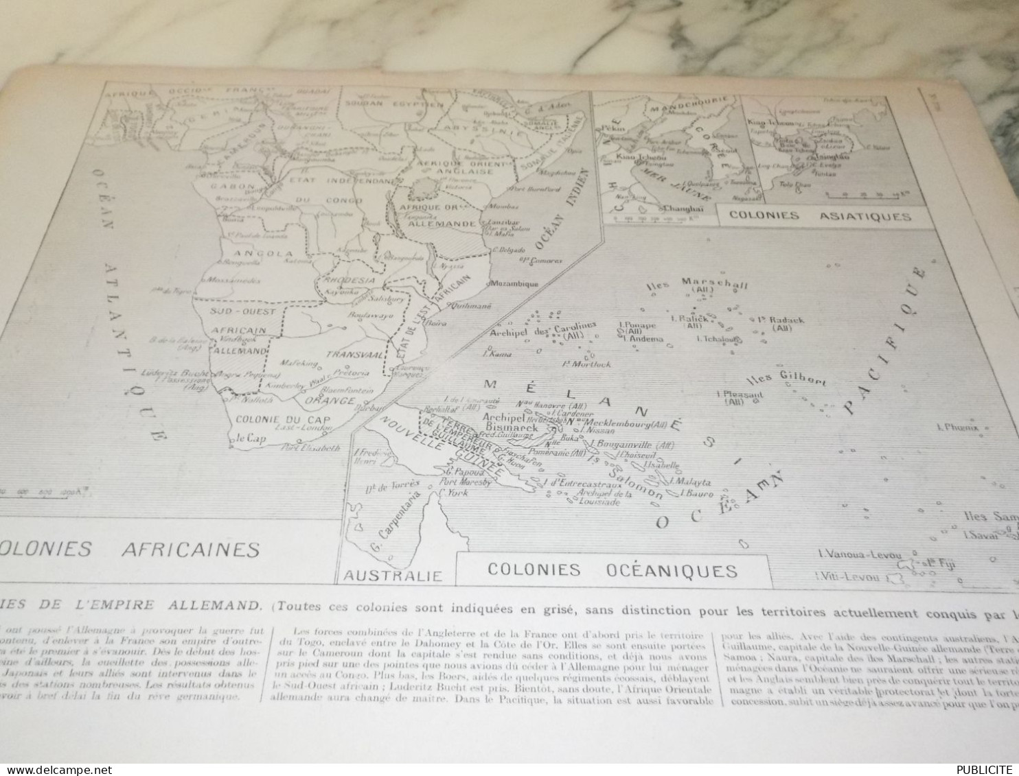 PLAN DES COLONIES AFRICAINES ET OCEANIQUES ALLEMAND 1914 - 1914-18