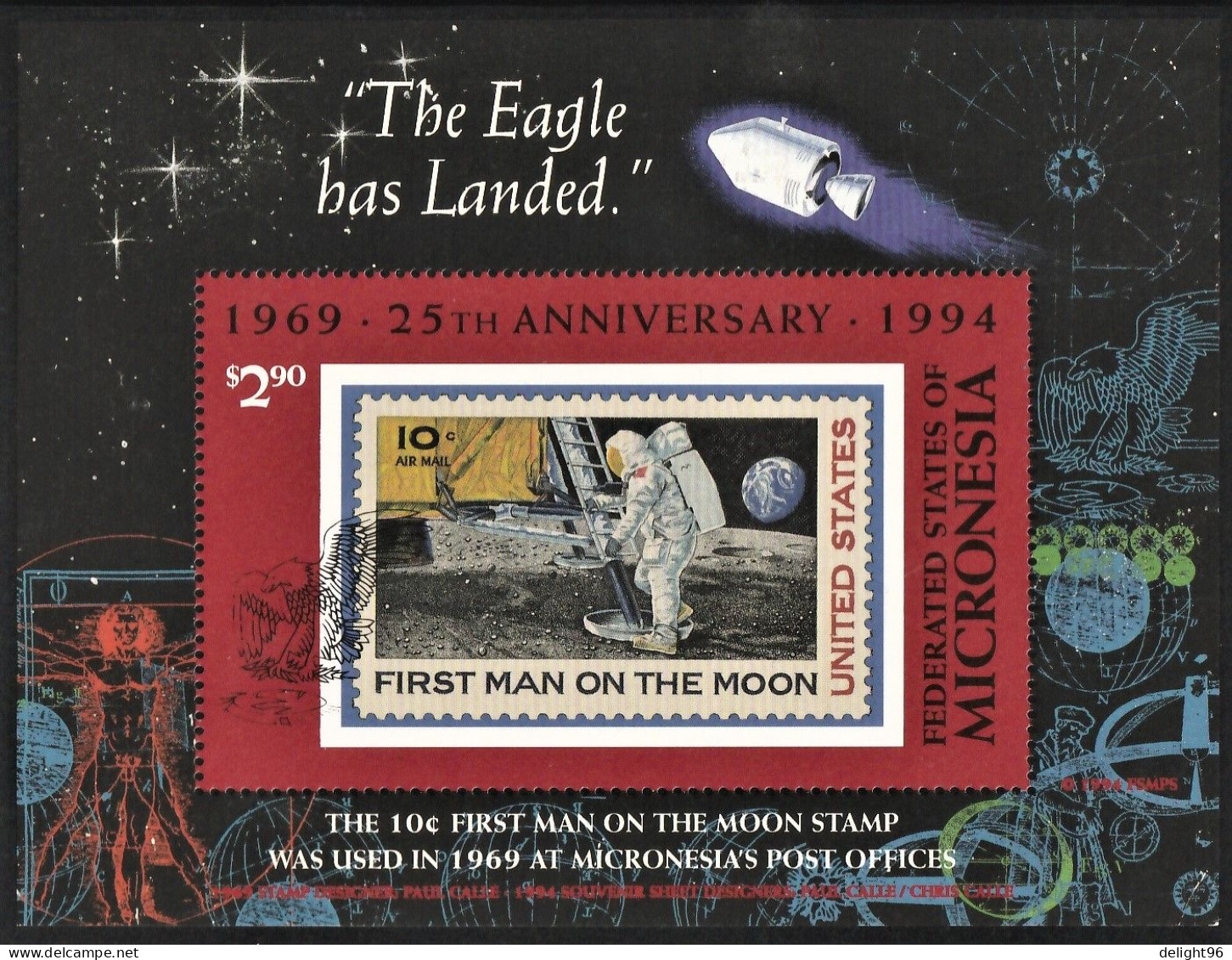 1994 Micronesia 25th Anniversary Of Moon Landing Souvenir Sheet  (** / MNH / UMM) - Oceanía