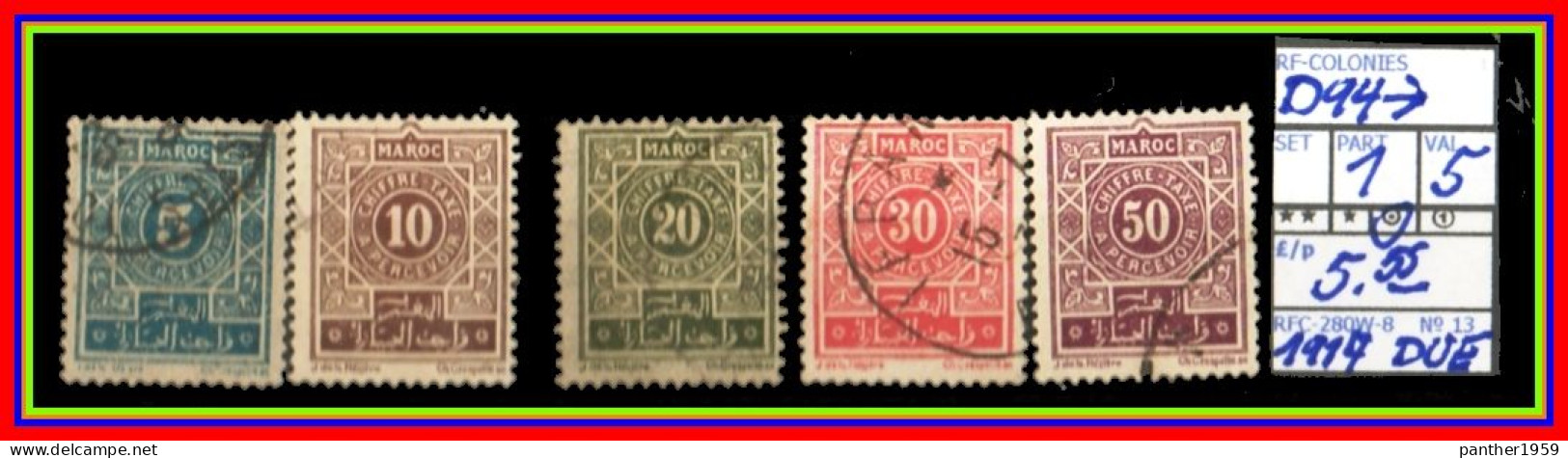 EUROPE>FRANCE COLONIES# MOROCCO# #DEFINITIVES#PARTIAL SET# MNH/**MH*#USED (RFC-280W-8) (13) - Timbres-taxe