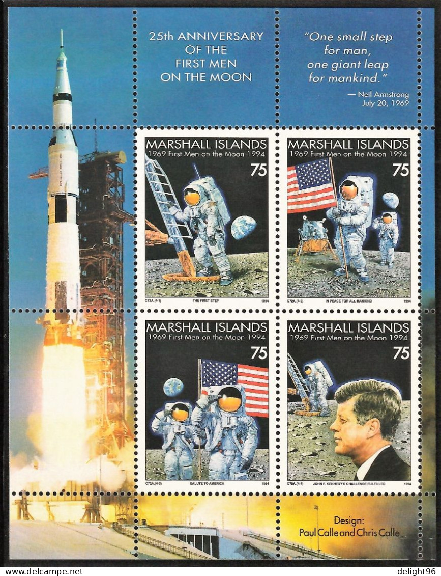 1994 Marshall Islands 25th Anniversary Of Moon Landing Minisheet (** / MNH / UMM) - Oceanía